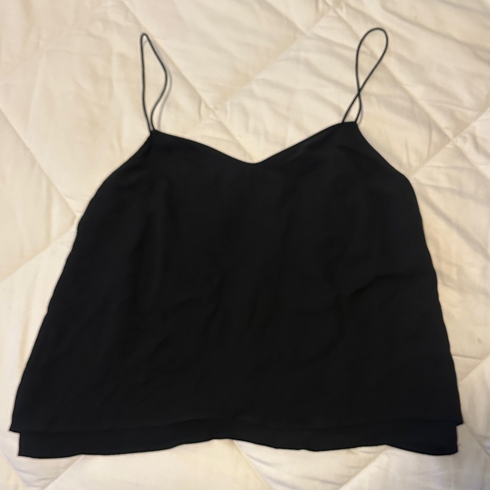 Veronica Beard Black Spaghetti Strap Cami Tank – Women's Classic Layered Top
